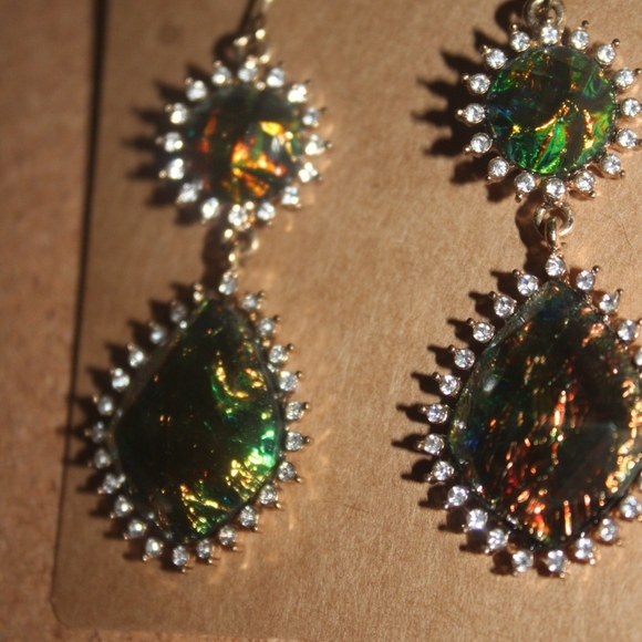 UV Reactive Resin Inlaid Earrings ☆Glows Under Black light☆ - Picture 7 of 11